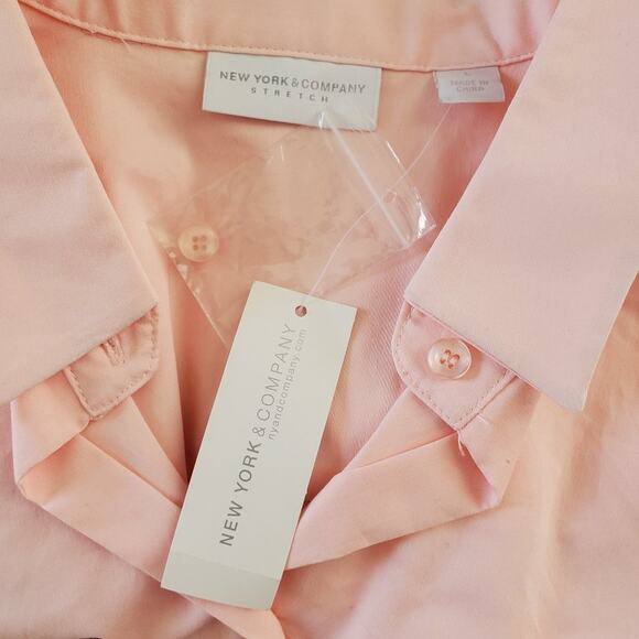 New York & Company Stretch Pink Button Down Shirt L - Picture 6 of 9